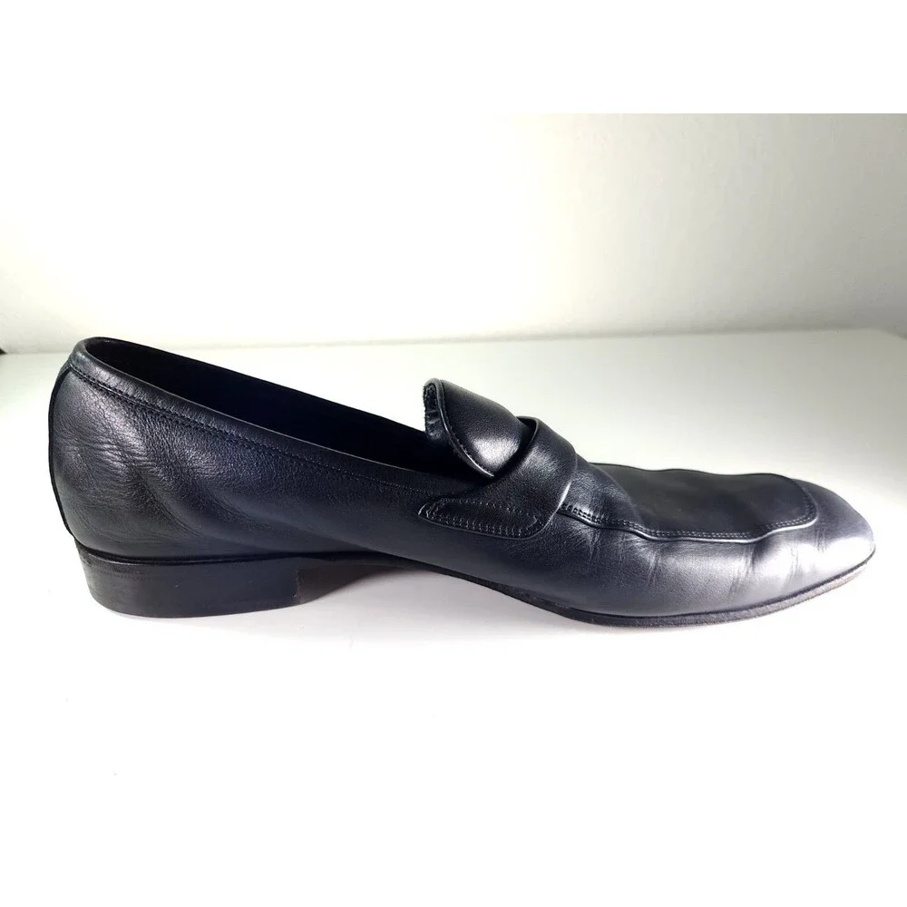 Salvatore Ferragamo Men Gancini Black Leather Side Buckle Loafers 10.5 D 61VF